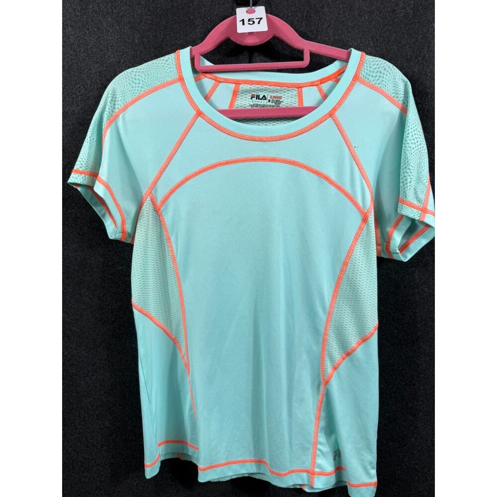 (M) - Women's Fila Sport Running Mint Green Coral Mesh Workout Shirt